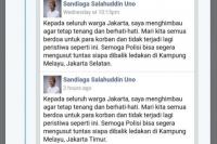 Nulis Kampung Melayu Masuk Jakarta Selatan, Sandiaga Uno "Diserang" Cacian 
